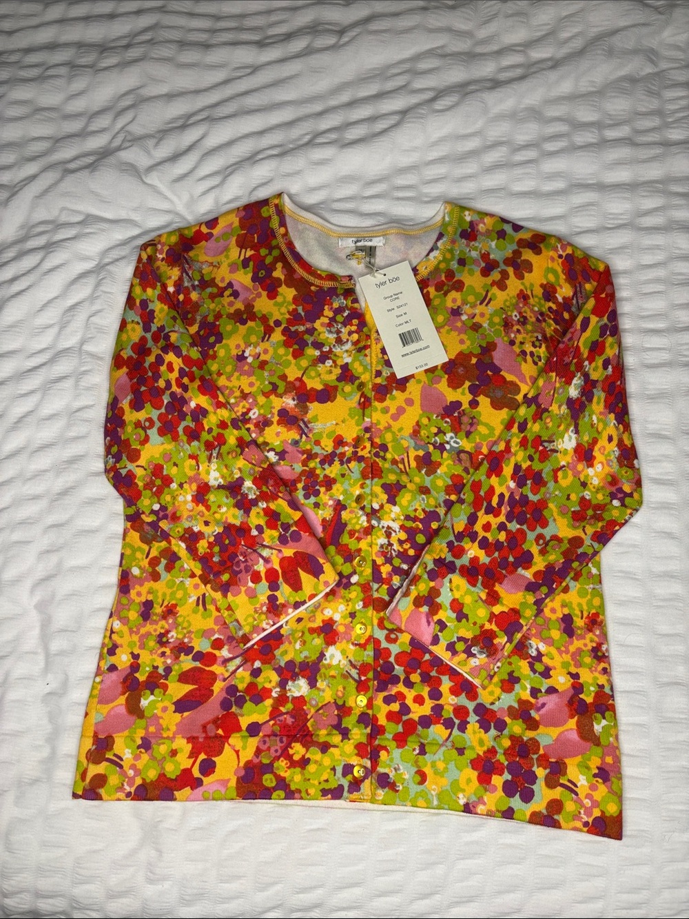 Women’s Tyler Boe Bright Yellow Floral Button-Front Cardigan Size Medium - NWT